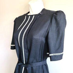 Elegant Black Dress with White Accents